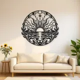 Boho Sun Horizon Metal Wall Art | Nature Silhouette Decor