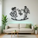 Parents Child Swing Metal Wall Art | Family Silhouette Decor