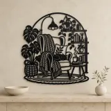 Reading Chair Corner Metal Wall Art | Cozy Home Metal Decor - lifestyle view 3