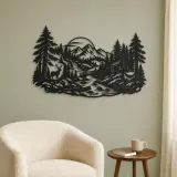 River through the Forest Metal Wall Art | Nature Silhouette Decor - lifestyle view 2