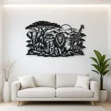Safari Animal Horizon Metal Wall Art | Wildlife Silhouette Decor