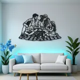 Family Picnic Metal Wall Art | Family Silhouette Decor