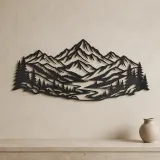 Layered Mountain Valley Metal Wall Art | Nature Silhouette Decor - lifestyle view 3