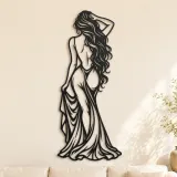Metallsilhouette "Langes Haar Rückansicht" | Bewegung Silhouette Dekor