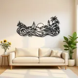 Coastal Village Line Metal Wall Art | Coastal and Nautical Wall Decor