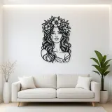 Floral Crown Muse Metal Wall Art | Minimalist Woman Line Art