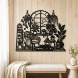 Window Plant Garden Metal Wall Art | Botanical Metal Wall Decor - lifestyle view 5