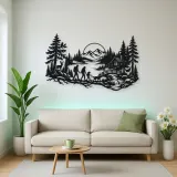 Woodland Family Walk Metal Wall Art | Family Silhouette Decor