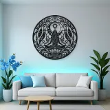 Feather Moon Flow Metal Wall Art | Celestial Boho Wall Decor