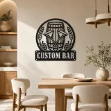 Personalized Home Bar Metal Wall Art with Beer Barrel - lifestyle view 2