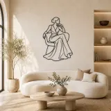 Décoration murale en métal "Élégance de robe assise" | Décor mural Figure de Mode