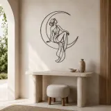 Crescent Moon Woman Metal Wall Art | Celestial Woman Wall Decor - lifestyle view 3