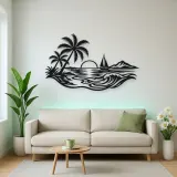Beach Palm Horizon Metal Wall Art | Coastal and Nautical Wall Decor