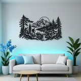 Hiker in the Woods Metal Wall Art | Nature Silhouette Decor