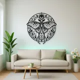 Lunar Moth Emblem Metal Wall Art | Celestial Boho Wall Decor