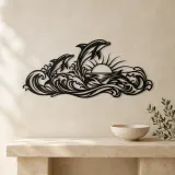 Dolphin Wave Dance Metal Wall Art | Coastal and Nautical Wall Decor - lifestyle view 3