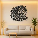 Horse Head Floral Metal Wall Art | Equestrian Wall Decor