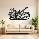 Guitar Melody Flow Metal Wall Art | Music Room Wall Decor