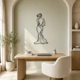 Over Shoulder Silhouette Metal Wall Art | Feminine Figure Wall Decor - lifestyle view 4