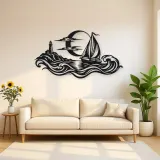 Moonlit Boat Metal Wall Art | Coastal and Nautical Wall Decor