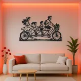 Family Bicycle Ride Metal Wall Art | Family Silhouette Decor