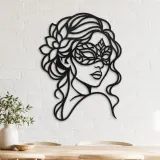 Masked Muse Metal Wall Art | Minimalist Woman Line Art - lifestyle view 4