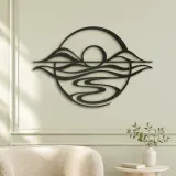 Five Line Horizon Metal Wall Art | Nature Silhouette Decor - lifestyle view 2