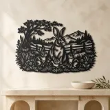 Rabbit Meadow Metal Wall Art | Wildlife Silhouette Decor - lifestyle view 3