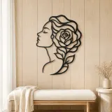 Rose Profile Muse Metal Wall Art | Minimalist Woman Line Art - lifestyle view 5