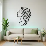 Rose Profile Muse Metal Wall Art | Minimalist Woman Line Art