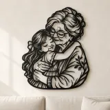 Großmutter Enkelin Metall Wandkunst | Familien Silhouette Dekor