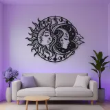 Day and Night Faces Metal Wall Art | Celestial Boho Wall Decor