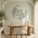 Reclining Crescent Muse Metal Wall Art | Celestial Woman Wall Decor - lifestyle view 4