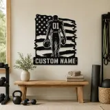 Personalized Number 01 Football Player Flag Metal Wall Art - lifestyle view 4