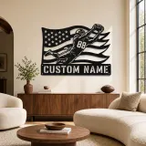 Décoration murale en métal personnalisée avec receveur plongeant numéro 88 et le drapeau américain