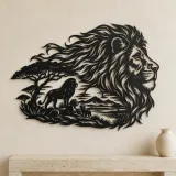 Lion Head Flow Metal Wall Art | Wildlife Silhouette Decor - lifestyle view 3