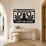 Personalized Meditation Lotus Metal Wall Art - lifestyle view 3
