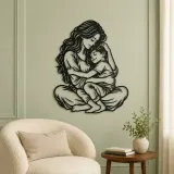 Mother Son Cuddle Metal Wall Art | Family Silhouette Decor - lifestyle view 2