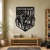 Personalized Three Football Players American Flag Metal Wall Art - lifestyle view 4