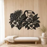 Toucan Leaf Garden Metal Wall Art | Wildlife Silhouette Decor - lifestyle view 5