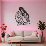 Seated Cuddle Metal Wall Art | Romantic Couple Decor