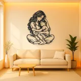 Mother Son Cuddle Metal Wall Art | Family Silhouette Decor