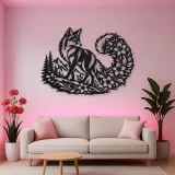 Fox Floral Tail Metal Wall Art | Wildlife Silhouette Decor