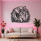 Corgi Happy Curve Metal Wall Art | Pet Lover Silhouette Decor