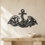 Anchor and Waves Metal Wall Art | Coastal and Nautical Wall Decor - lifestyle view 3