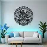 Lotus Moon Woman Metal Wall Art | Minimalist Woman Line Art