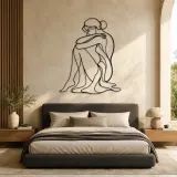 Seated Knee Embrace Metal Wall Art | Feminine Figure Wall Decor - lifestyle view 5