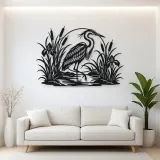 Heron Reed Garden Metal Wall Art | Wildlife Silhouette Decor