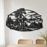 Horse Barn Horizon Metal Wall Art | Equestrian Wall Decor - lifestyle view 4