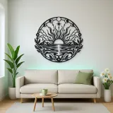 Boho Sun Horizon Metal Wall Art | Nature Silhouette Decor